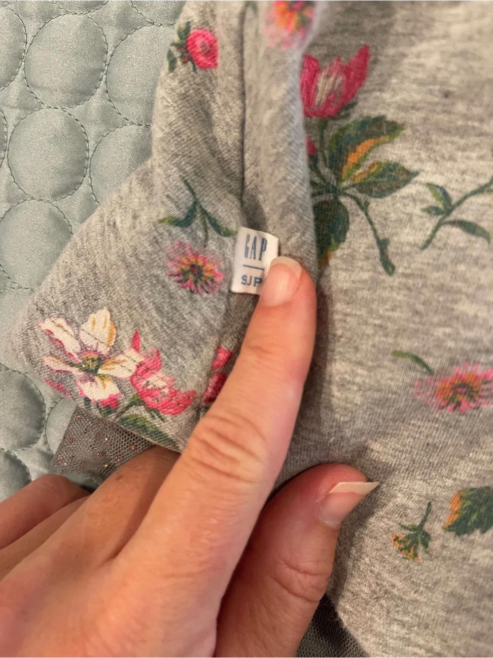 GAP x SJP Sarah Jessica Parker Grey Floral Knit Dress Pink Floral Tutu Sz 6/7 S